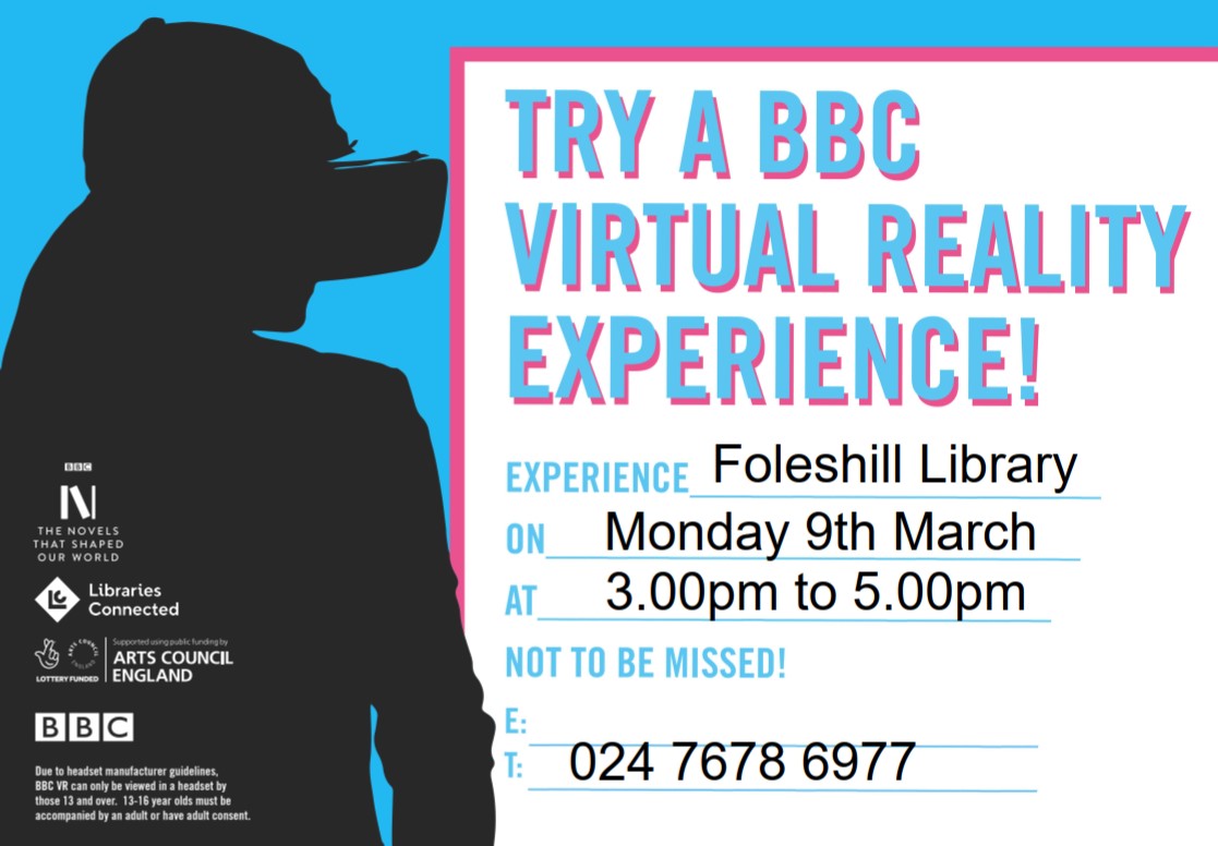 covlibraries's tweet photo. .@covlibraries welcomes the #BBCVR project with four events at Central (5 March), Tile Hill (6 March), Foleshill (9 March) and Stoke (10 March). Booking not required but to secure a spot give us a call ☎️ https://t.co/uVixoyItzQ