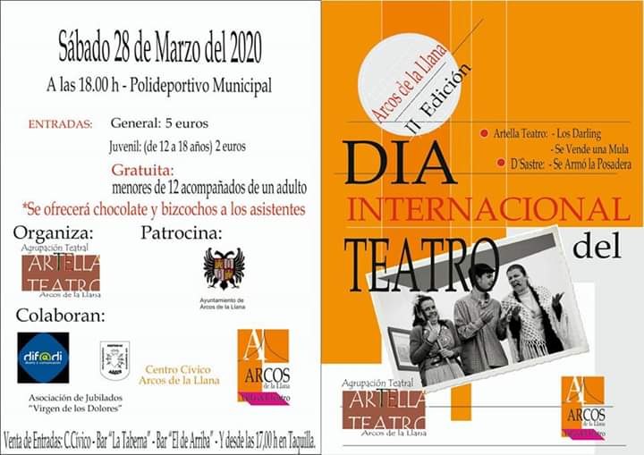 Arcosmedieval's tweet photo. El sábado 28 de marzo, desde #Artella celebramos el #DíaInternaciomaldelTeatro.

No os podéis perder esta jornada familiar. 

Os esperamos a todos el 28 de marzo en el polideportivo de #Arcos

#VilladelTeatro
#EresdeArcos https://t.co/S1qZaYN1ou
