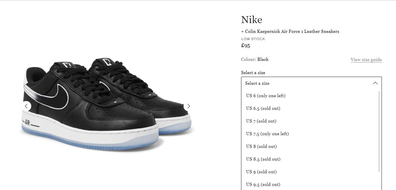 تويتر \ MoreSneakers.com على تويتر: "AD : Nike Air Force 1 '07 X Colin  Kaepernick QS Couple of sizes only on Mr Porter UK  =&gt;https://t.co/1D3dpdOZnI https://t.co/NBUBX8MJyG"