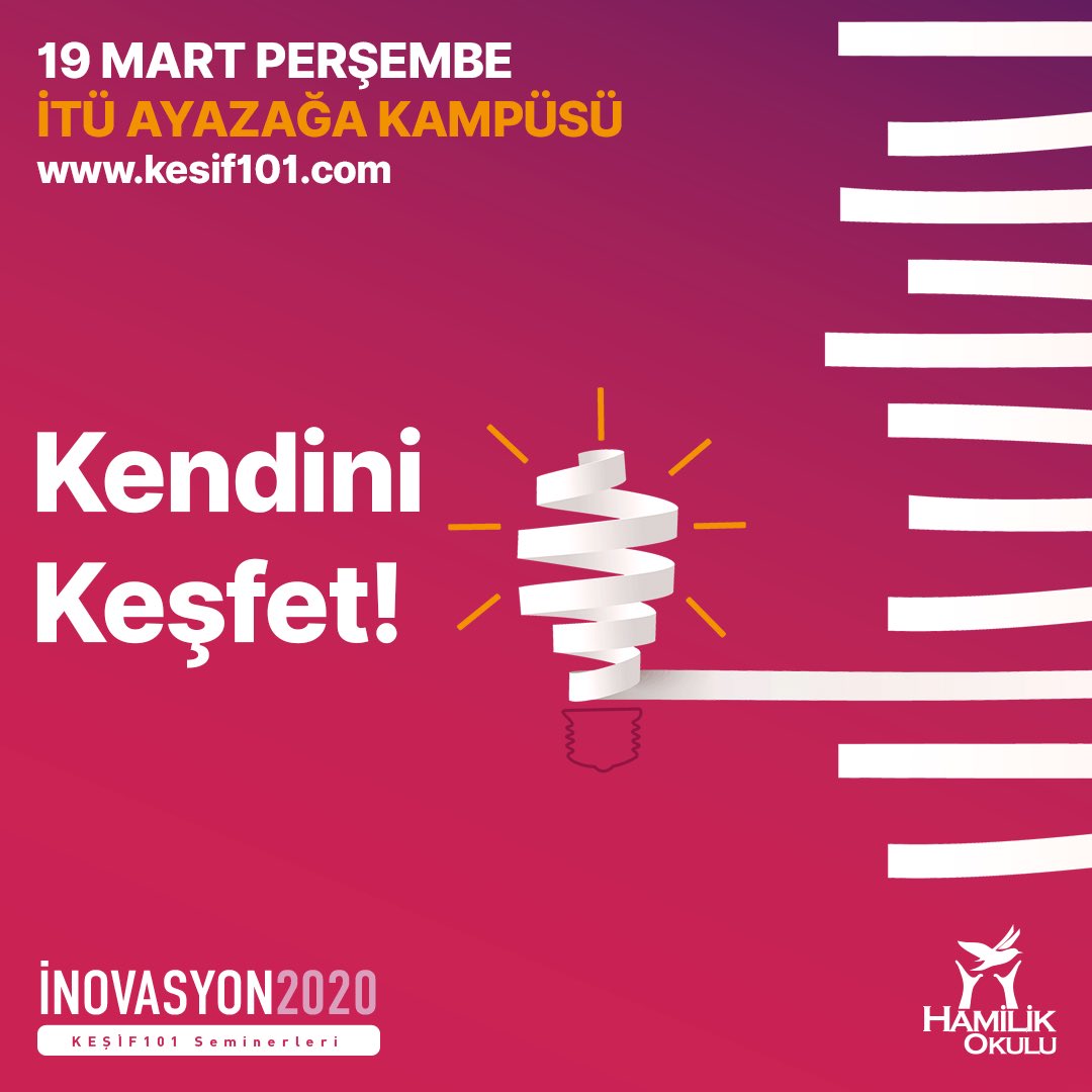 HamilikOkulu's tweet photo. #Keşif101: İNOVASYON2020 Seminerleri Başlıyor... İTÜ Teknokent’te gerçekleşecek herkese açık ve ücretsiz programın kayıtları başladı. 
Kayıt linki bio’da... Kaçırmayın 👍🏻 https://t.co/NgavGw1OcV