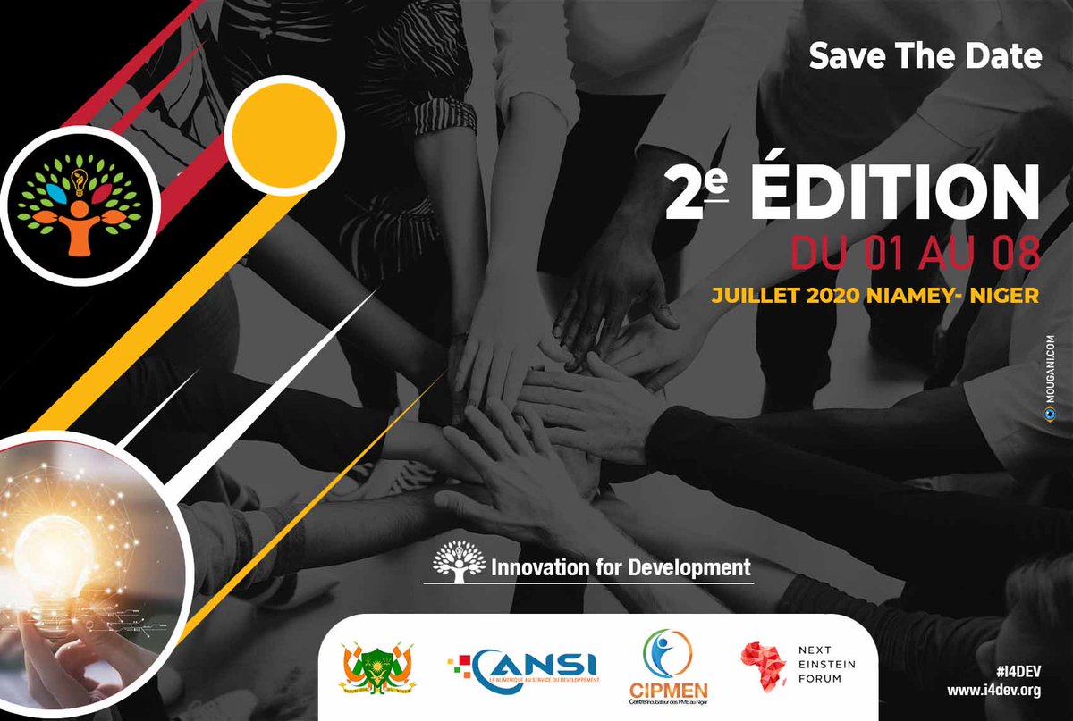 i4dev2020's tweet image. Accélérer la croissance de nos pays à travers l&apos;entreprenariat, la science et les innovations technologiques. Des rencontres, échanges, et de nombreuses autres activités auront lieu à #Niamey en Juillet 2020. #SaveTheDates

@AnsiNiger @Cipmen @NextEinsteinFor @Sahelinnov