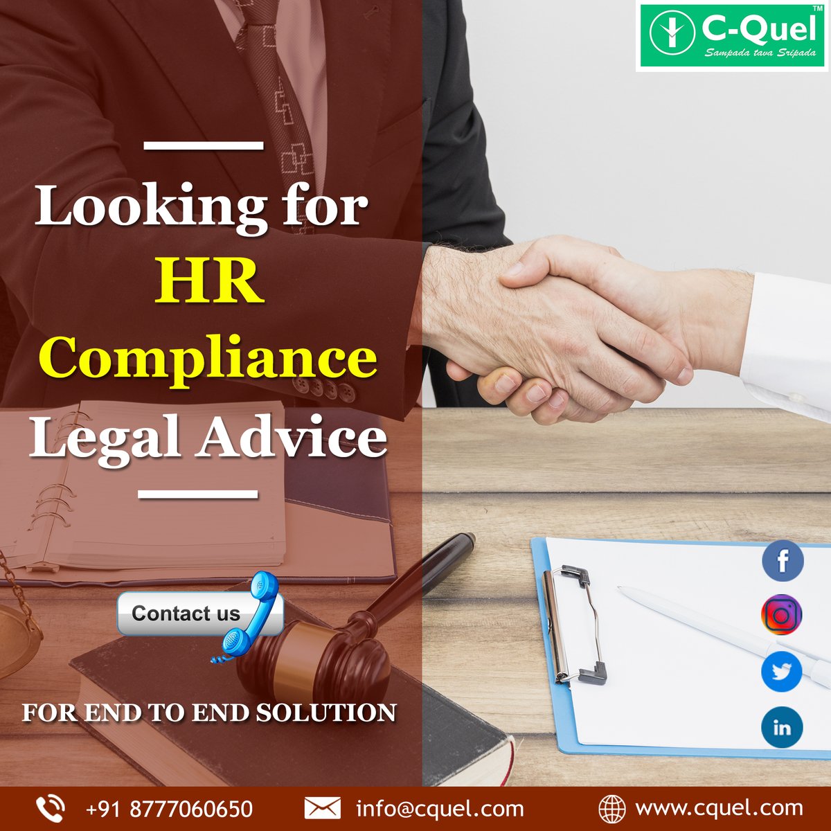 teamcquel's tweet photo. Looking for HR Compliance legal advice?

Don't hesitate to contact us at: info@cquel.com or +91 8777060650
#hrcompliance #hrcomplianceaudits #legaladvice #payroll https://t.co/dW0SAtb0tw