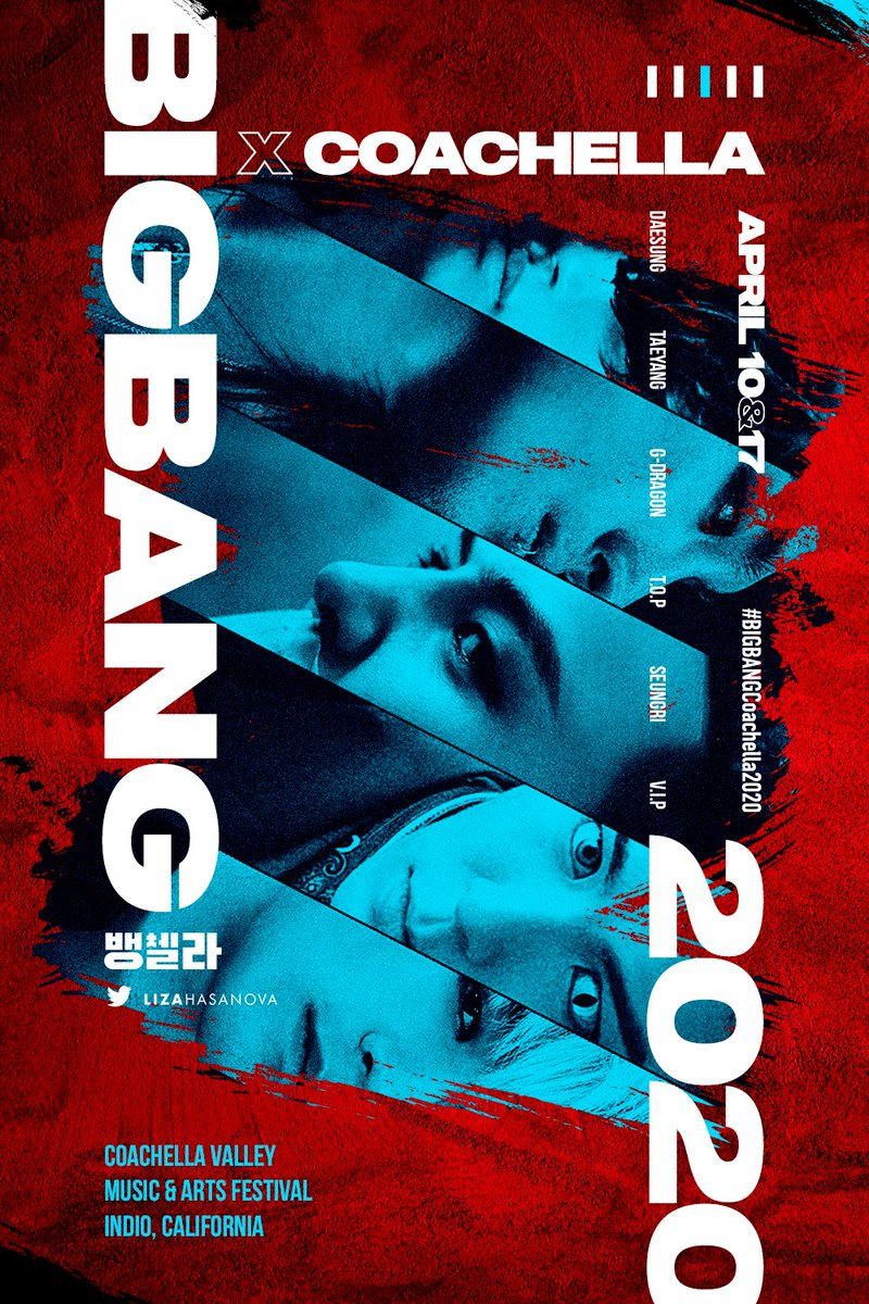 lhviiiviii's tweet photo. I decided to publish posters now to promote BIGBANG's Coachella performance. 

#BIGBANG #뱅첼라 #BIGBANGCoachella2020 
Poster design #byMe
Color option #1 
@IBGDRGN @Realtaeyang @ForvictoRi @ygent_official https://t.co/Dq3AIIeWIx