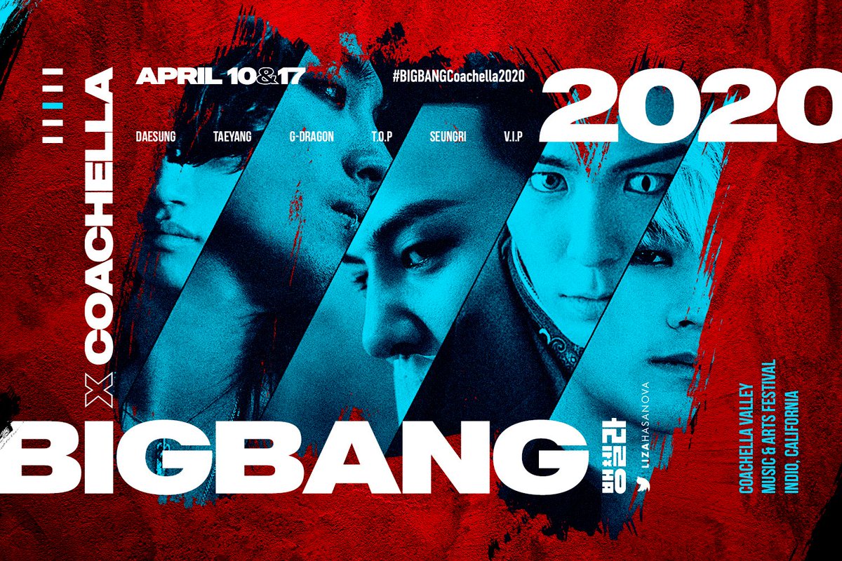 lhviiiviii's tweet photo. I decided to publish posters now to promote BIGBANG's Coachella performance. 

#BIGBANG #뱅첼라 #BIGBANGCoachella2020 
Poster design #byMe
Color option #1 
@IBGDRGN @Realtaeyang @ForvictoRi @ygent_official https://t.co/Dq3AIIeWIx