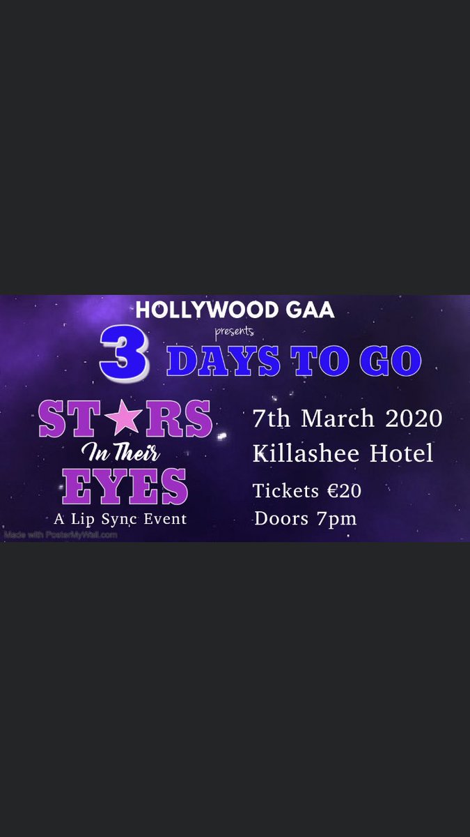 hollywoodgaa's tweet photo. It’s the final countdown....and damn are we getting excited at this point. 

Tickets in short supply and need to be snapped up with immediate effect to avoid FOMO. 😉 anyone requiring tickets and don’t know who to contact can PM me here. #lipsync2020 #HollywoodGAA https://t.co/4cIn29NA0n