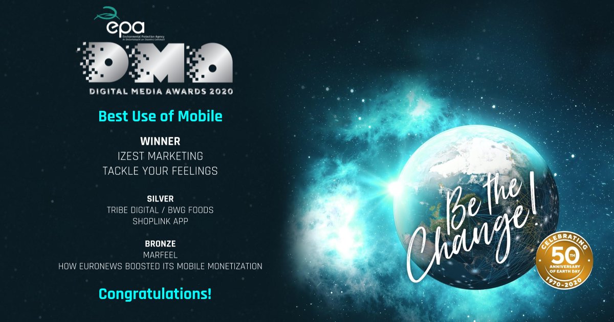 digitalmedia_ie's tweet image. Congratulations to our winners for Best Use of Mobile ! #EPA_DMA2020 
@tribedigitalhq
@marfeel
@iZestMarketing