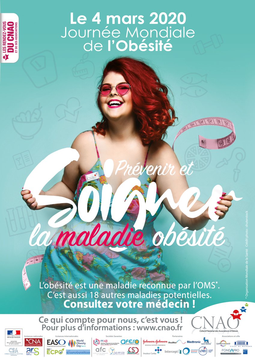 ANIA_FRANCE's tweet photo. [OBÉSITÉ] Aujourd'hui, mercredi 4 mars 2020, c'est la journée mondiale de l'#obesité! Découvrez la campagne du #CNAO. #Alimentation #Saine #Sûre #Durable #AccessibleATous https://t.co/088dEZQMcP