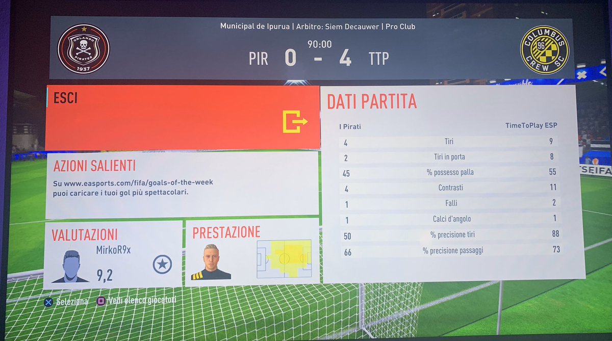 🎙#MatchResult 

🏆Preseason @Poseidonleague 
🐻🆚<a href="/IPiratiProclub/">I PiratiProclub</a> 
4-0✅
⚽️⚽️👟@LaSentenza22 
⚽️⚽️🎖<a href="/MirkoR9x/">MirkoR9x</a> 
👟👟<a href="/Dodux99/">Dodux99</a> 
👟<a href="/TtpGabbo/">TTP_GABBO</a> 

Gia in allenamento pre partita c’era l’atmosfera giusta per fare grandi cose ,e il risultato si è visto 🤙🏻
GG agli avversari 🤝