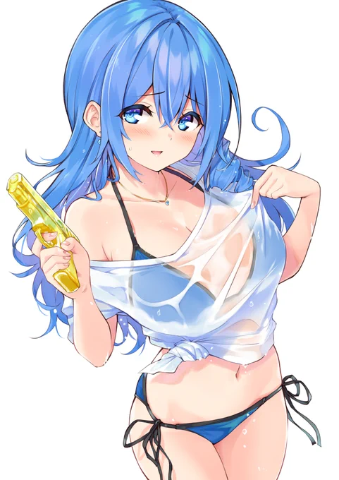 濡れシャツ水着藍さん 