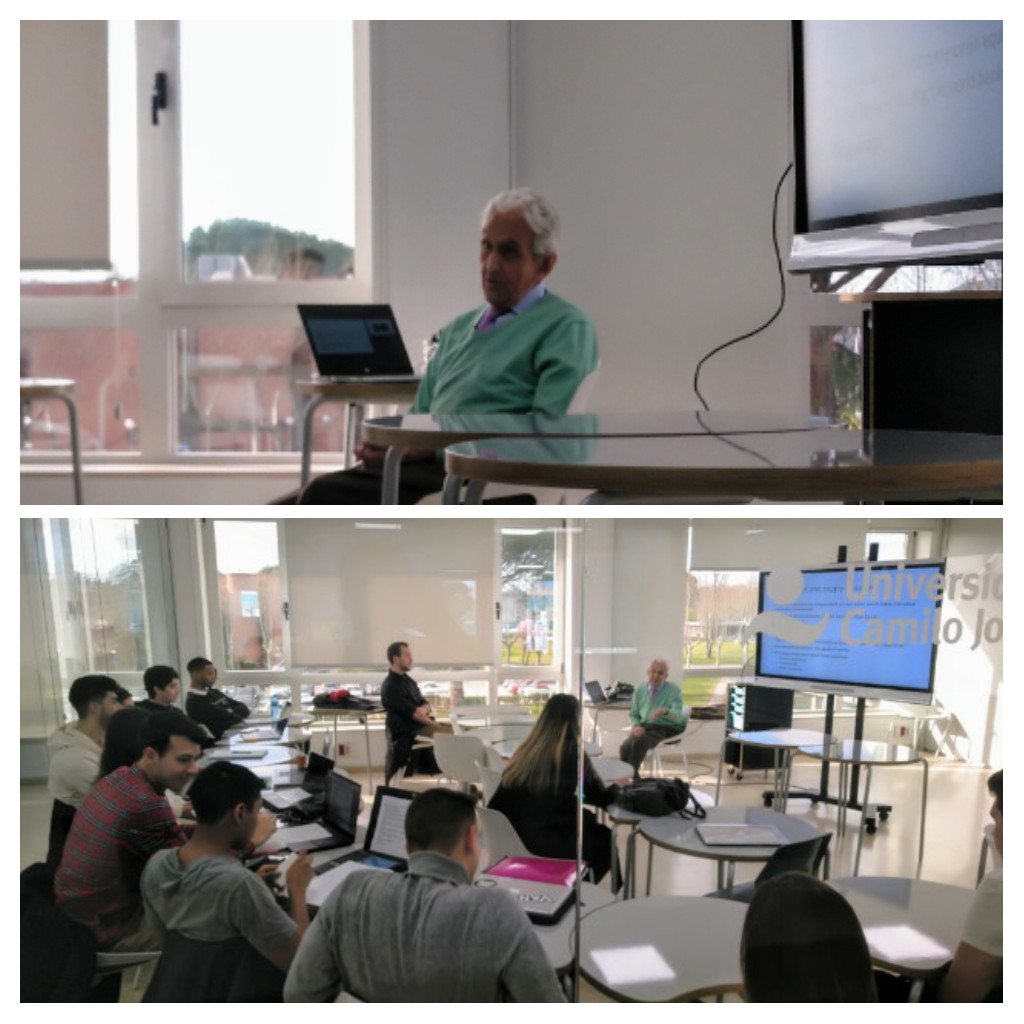 Special class of #macroecomics today. Professor Pedro Schwartz is lecturing on #money and monetary economics. We're so lucky to have in onboard at <a href="/universidadcjc/">UCJC</a> 😃😃