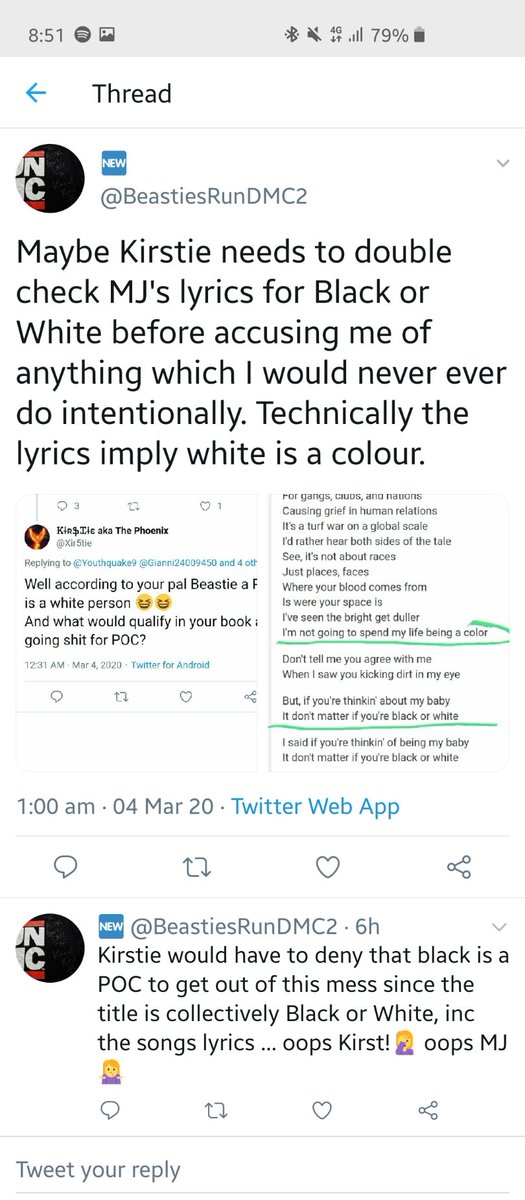 Xir3tie's tweet photo. This is how dum8 BeastiesRunDMC2 aka Beastie the racist is, she ACTUALLY believes a POC is a white person. A brain was wasted on this dullard
Its funny how haters turn to Michael Jackson for help when they have been called out
#twitteridiots #doesnthaveaclue #RT https://t.co/WVjGiFTSDk