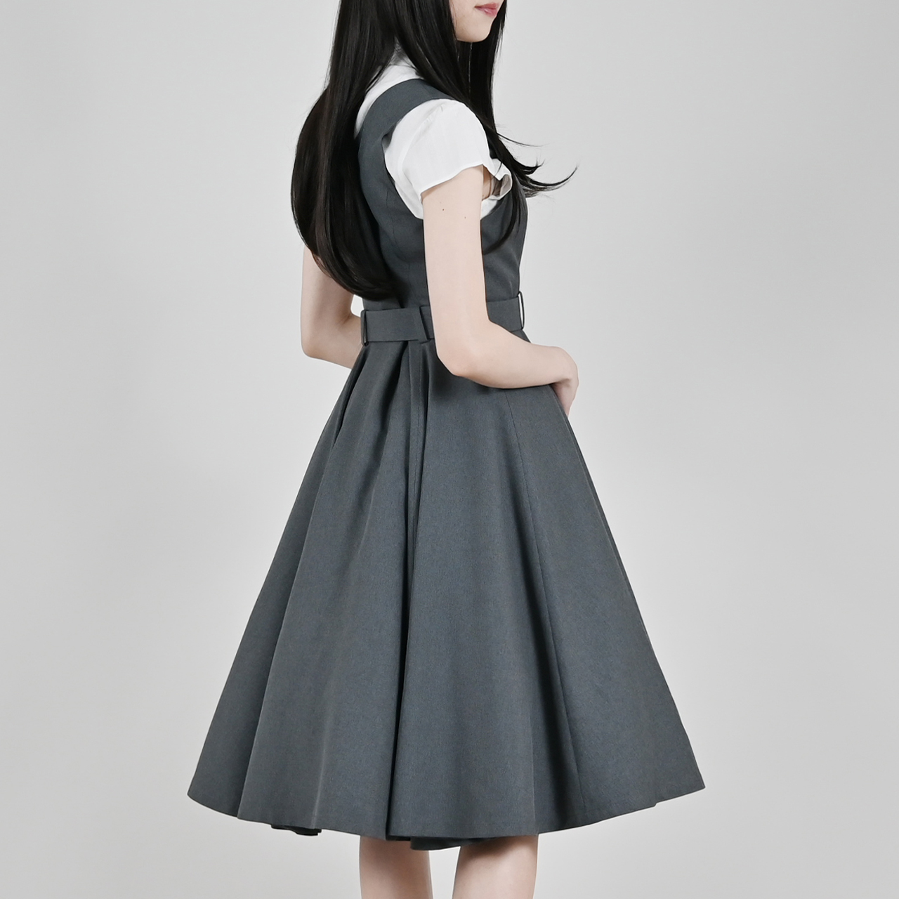 Uzivatel No S Project Na Twitteru リノン ワンピース グレー 憧れの50ｓ風の可愛らしいワンピース 生地量たっぷりの円形に広がるスカートで８ラインを実現します オールシーズンどの季節のコーディネートにも取り入れやすく パニエと合わせればふわりと