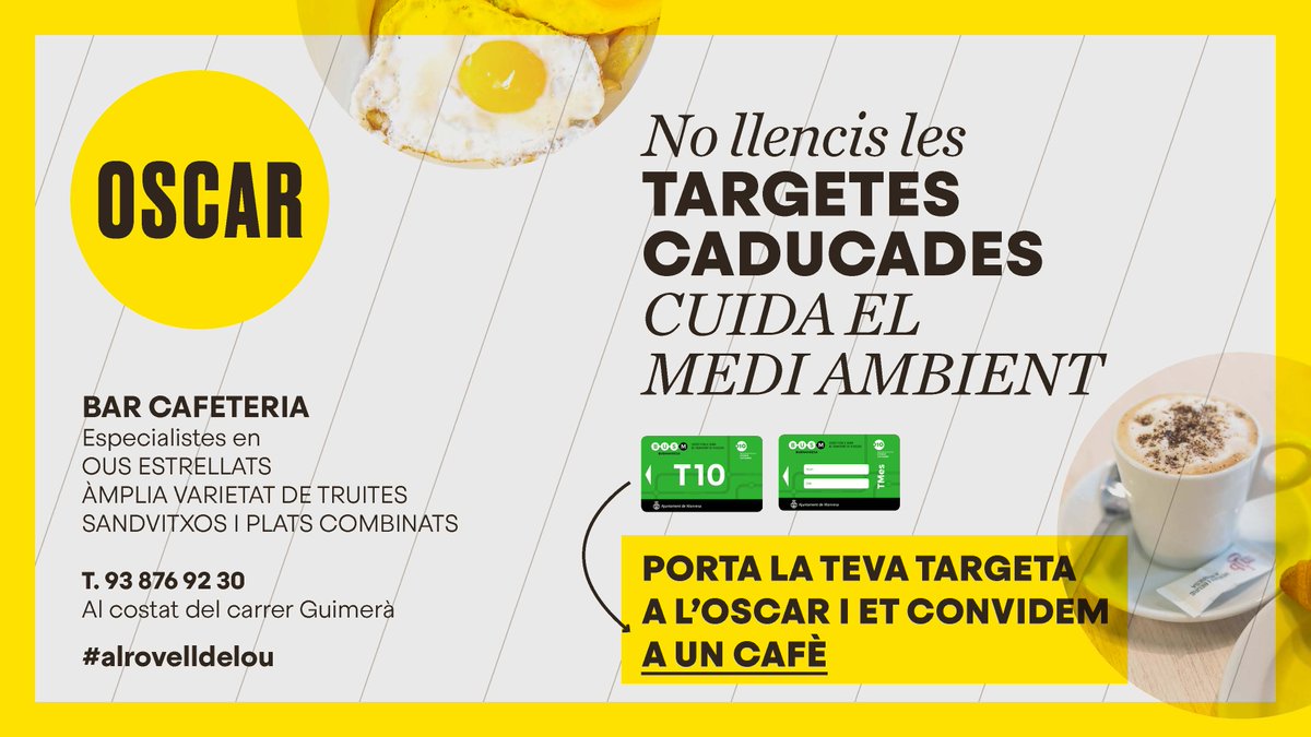 menjaribeure's tweet photo. Sabeu que al Bar Oscar hi podeu comprar els bitllets per al bus urbà de #Manresa? I que si hi porteu la vostra targeta caducada la reciclaran i a més us convidaran a un cafè?
Sobren excuses per apostar per la mobilitat sostenible!
#menjaribeuremanresa #cafeteriaòscar #alcentre https://t.co/grvF5QCEA3