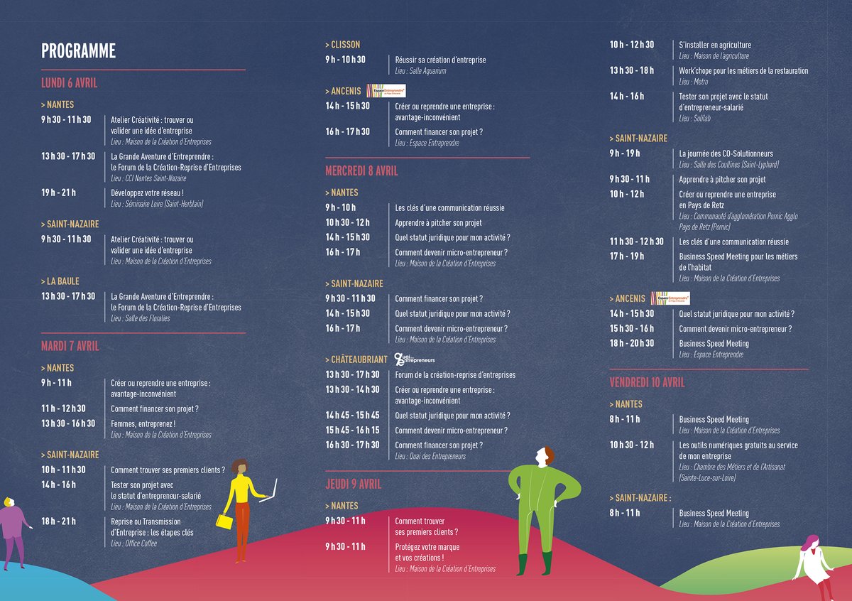 Et revoilà la Semaine de la Création-développement des Entreprises en Loire-Atlantique ! par ici le programme 👇