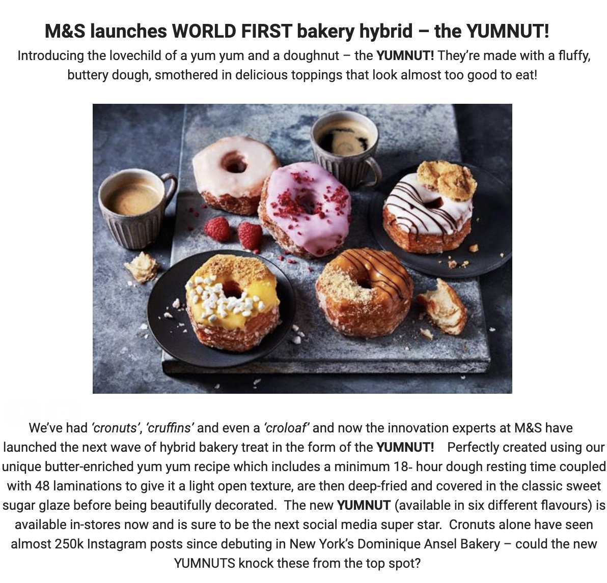 M&S has just announced that they're launching a YUMNUT. @DominiqueAnsel you have 24 hours to respond.