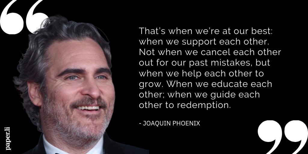 finity_ai's tweet photo. As Joaquin Phoenix said in his #Oscars speech, his fame has given him the power to be a voice for the voiceless. It's clear his #personalbrand is a combination of passions for acting, #animalrights, and personal growth. What do you want to be known for? https://t.co/phqaGu1lyr