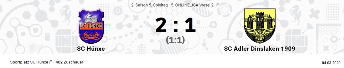 HuenxeSC's tweet photo. 26. Minute als #WMatthys den Ausgleich machte. Aber wieder konnten wir direkt nach der Halbzeit in Führung gehen. #ORahn traf zum 2:1, dabei blieb es, sehr zur Freude unserer Fans. Unsere beiden Torschützen kamen beide in die Elf des Tages. #onlineliga #Fuchsbau #Heimsieg https://t.co/HNU3BasxNG