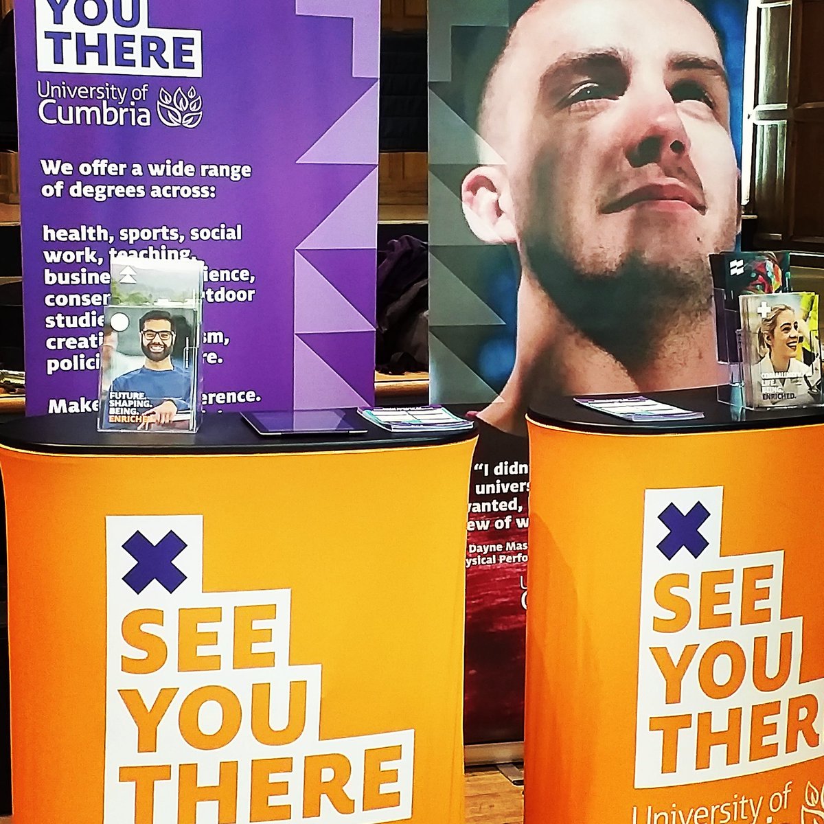 We're here today at the <a href="/UKUniSearch/">UK University & Apprenticeship Search</a> event in Sheffield. Matt is on hand ready to answer your questions and tell you all about our <a href="/CumbriaUni/">University of Cumbria</a> courses, campuses and student life #cumbria #university #ukuniversitysearch #seeyouthere