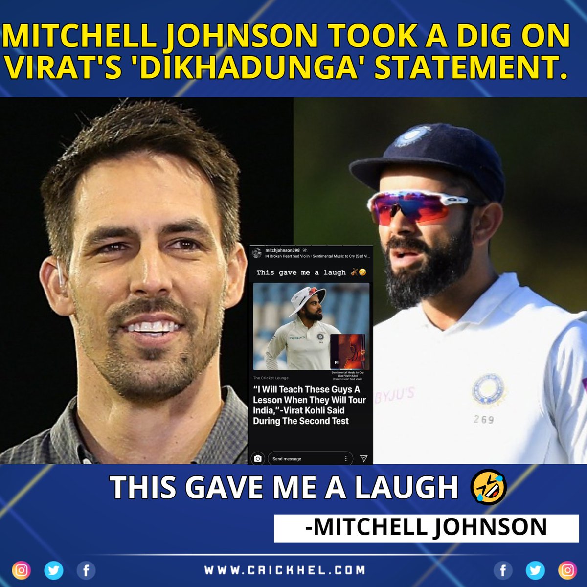 crickhel's tweet photo. Comment your views.
Visit: https://t.co/uJBiVP3YN2
.
.
#MitchellJohnson #IndvsNz #Viratkohli #sportsnews  #shafaliverma #WednesdayThoughts #WednesdayMotivation #WednesdayWisdom #WednesdayVibes https://t.co/QN4TYbYjaS