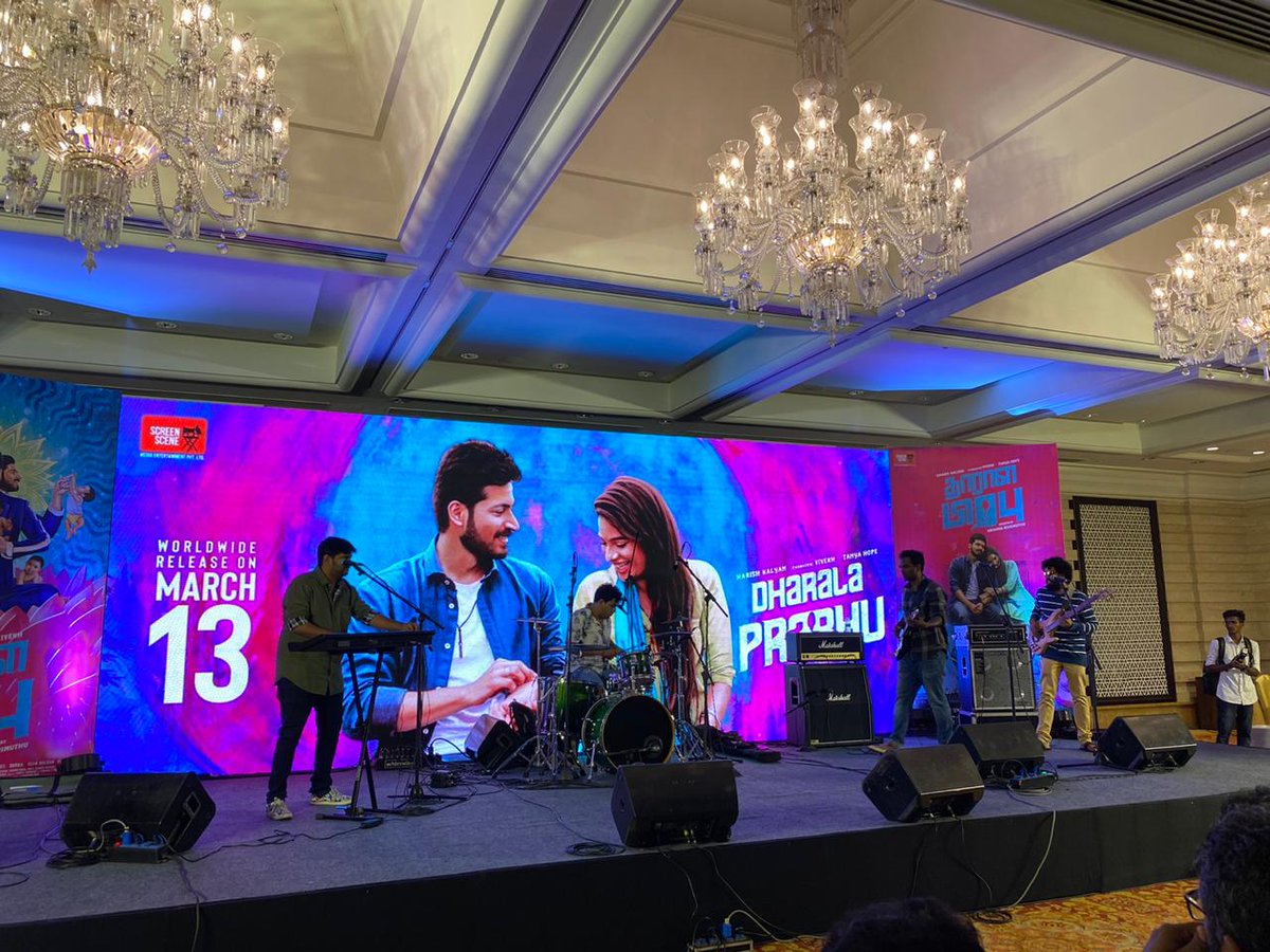 FutureFilmss's tweet photo. Team #Oorka will be performing the #Aahaooho song on stage now.
#DPPreReleaseEvent
#DharalaPrabhuFromMAR13 https://t.co/neyAem5iWy