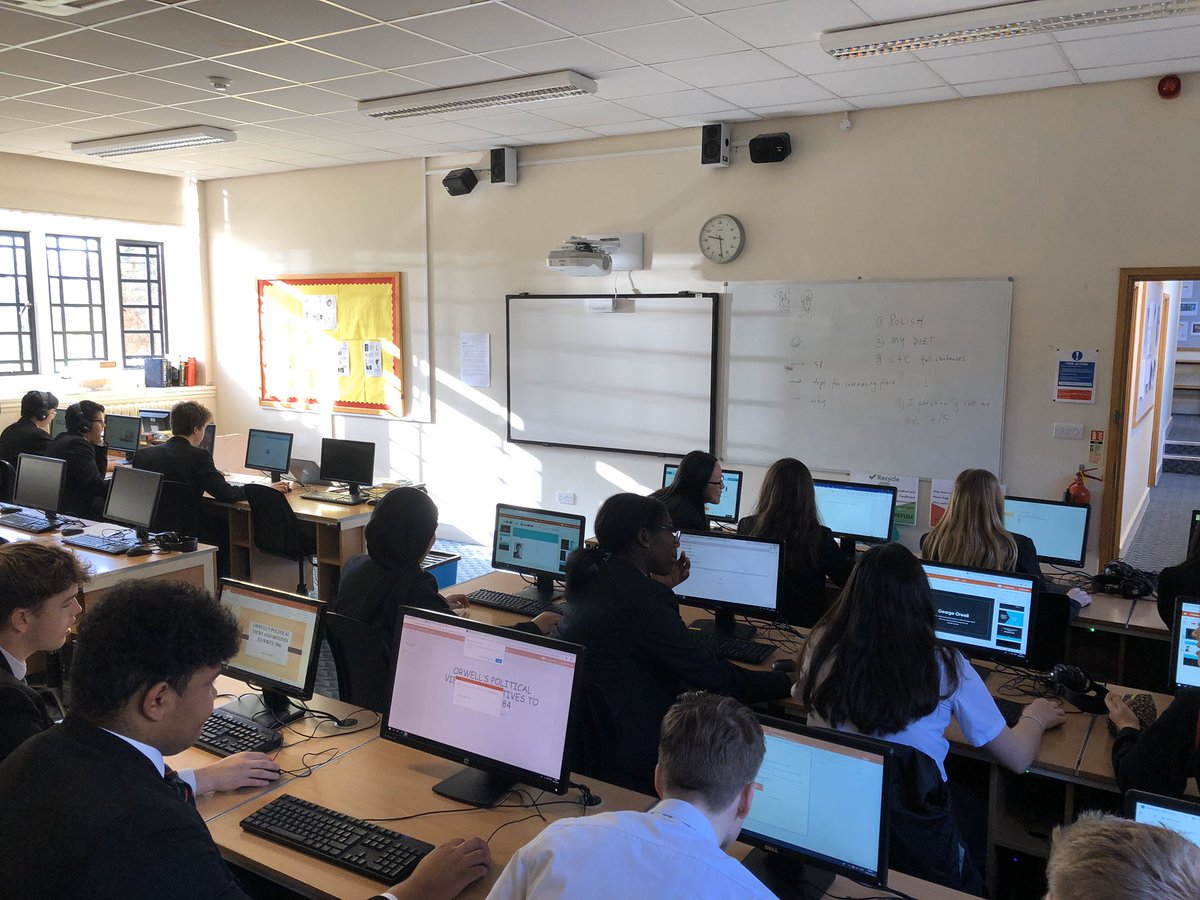 Mr Neale’s Year 10 set are researching the social, historical &amp; economical contexts surrounding George Orwell’s 1984, as well as his political views &amp; motives as part of their studies this morning. 📚