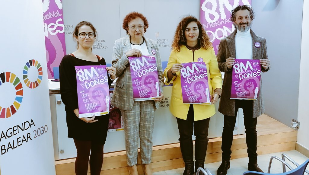 PresidenciaGOIB's tweet photo. El #8M sortirem al carrer per defensar la igualtat entre dones i homes. A més, hem preparat activitats que ara mateix presentam als mitjans de comunicació. https://t.co/etnTM3Etye