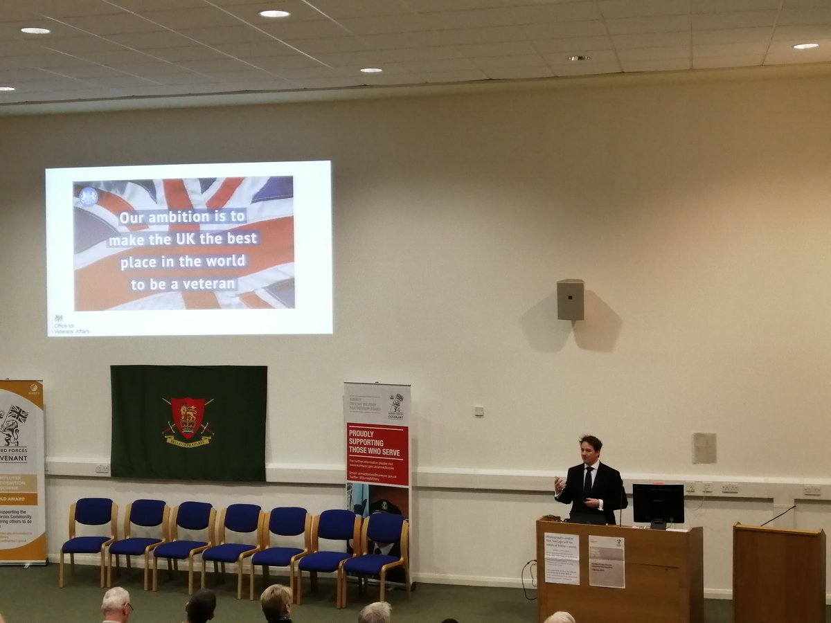 'our ambition is to make the UK the best place in the world to be a veteran' Damian Paterson, Office of Veteran Affairs, @cabinetofficeuk #SAFCC20 @SurreyMilitary