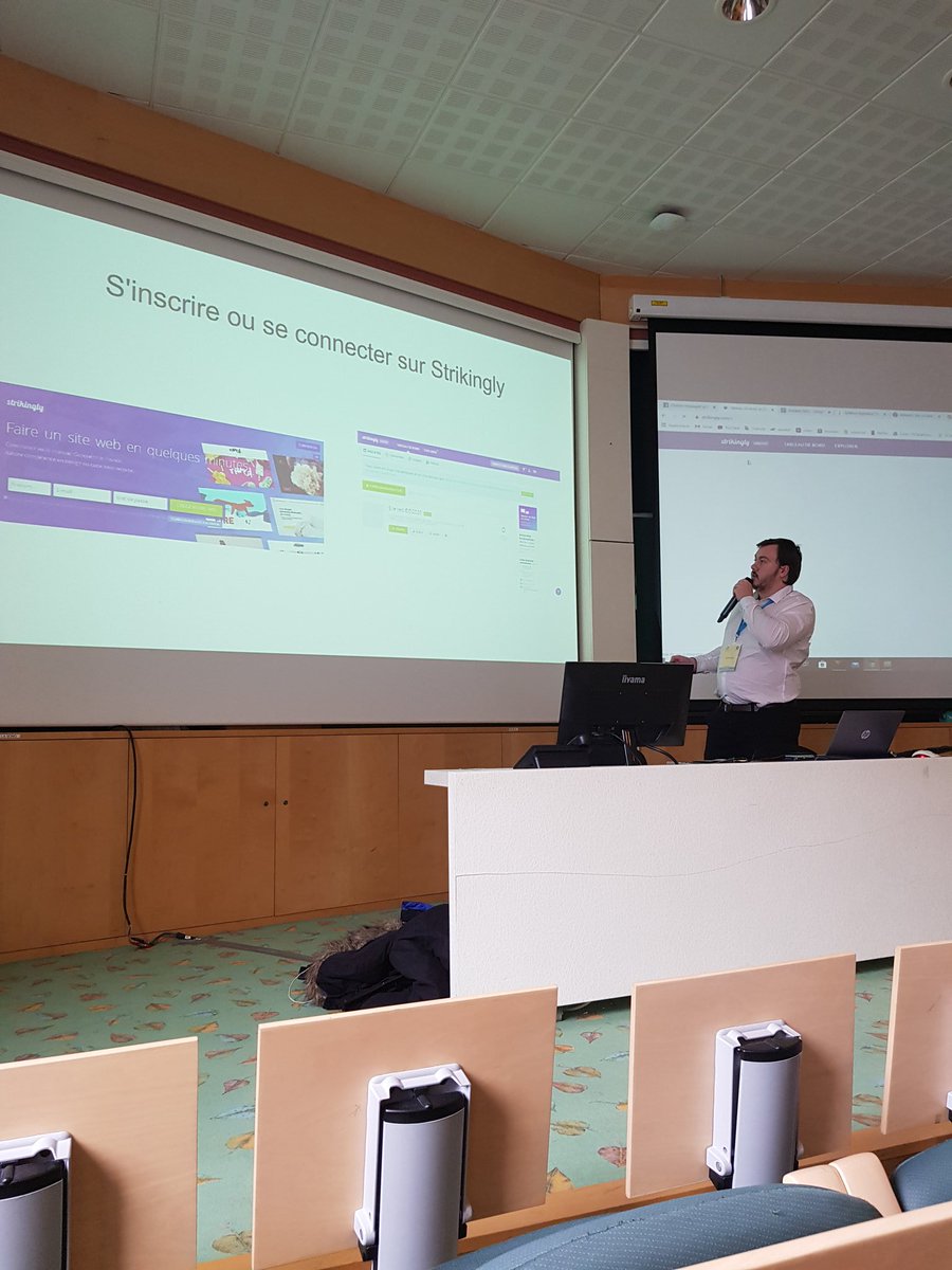 HPangot's tweet photo. #DynamoDays : masterclass Strikingly présentée par des élèves ICM 1A dans le cadre de leur projet citoyen. Un outil utile qui servira de support pour les présentations des résultats des différents défis ce soir à 17h @MINES_StEtienne https://t.co/siRjaenxvZ