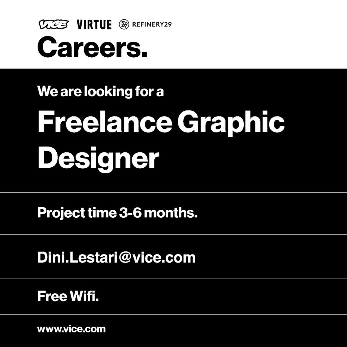 Vice Indonesia On Twitter We Re Currently Looking For A Freelance Graphic Designer And Design Lead To Join The Team To Apply Send Your Cv And Portfolio To Dini Lestari Vice Com And Widya Kartikarini Vice Com See Images