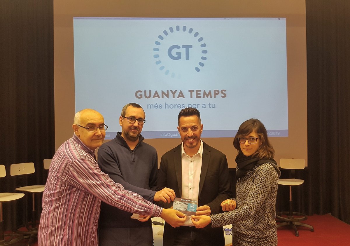 "💥 Saps qui és el motor que mou Guanya Temps? Som la Clara, en David, en Llorenç i en Lluís, els quatre socis de la cooperativa i les persones que treballem colze a colze amb els emprenedors i empreses que necessiten un cop de mà en tasques de backoffice. 
#Emprenedors