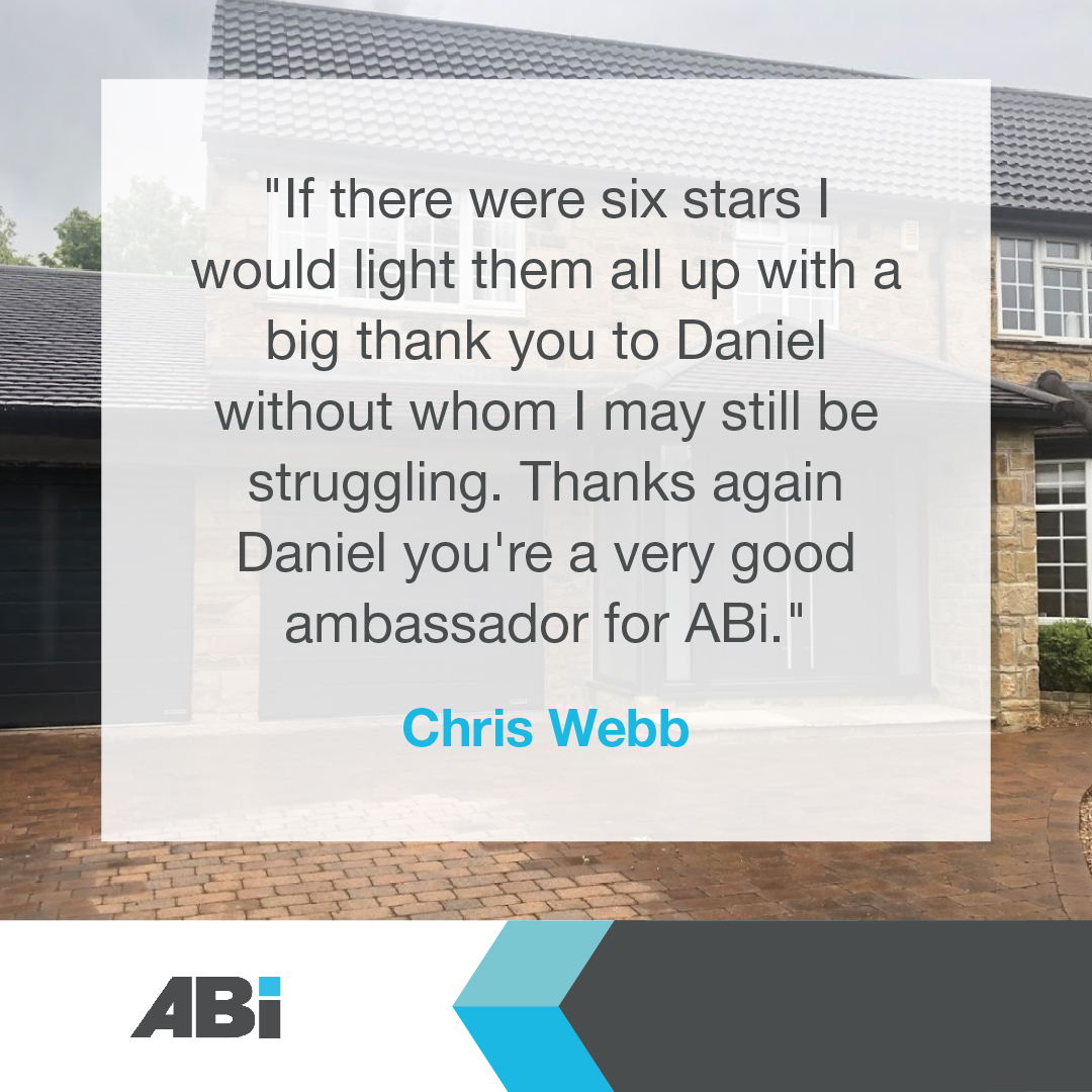A glowing review from Chris, Daniel is just one of our wonderful ABi staff that go above and beyond for our customers 🙌