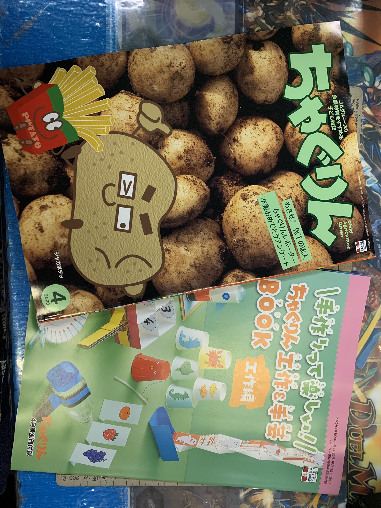 エプロンの人 今月の ちゃぐりん さんは ジャガイモ特集 最近ジャガイモのオヤツを色々と作ってるのでタイムリ 皮が緑色に なるなんて知らんかった そんで夏休みに だいぶ遊べる付録つき 津島先生のトラグオンもジャガイモネタやし 先月に続いて