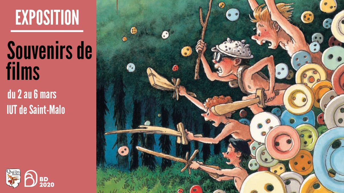 C'est la semaine de la BD @IUTSAINTMALO! L'exposition itinérante Souvenirs de films, produite par Quai des Bulles, est visible jusqu'au 6 mars dans le hall de l'école, en accès libre sur les horaires d'ouverture. Un événement soutenu par @2020anneeBd.👉bit.ly/2vpRaFK #BD