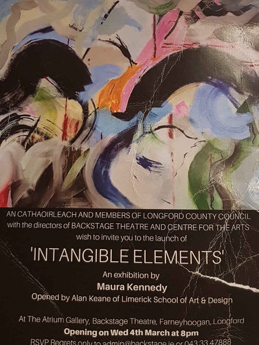 DTKennedy9's tweet photo. If in Longford area and interested in new Irish art my Mum, Maura Kennedy, is opening the first standalone exhibition of her beautiful art @ 8pm in @backstageIRL tonight. https://t.co/CSfGE4dIfI