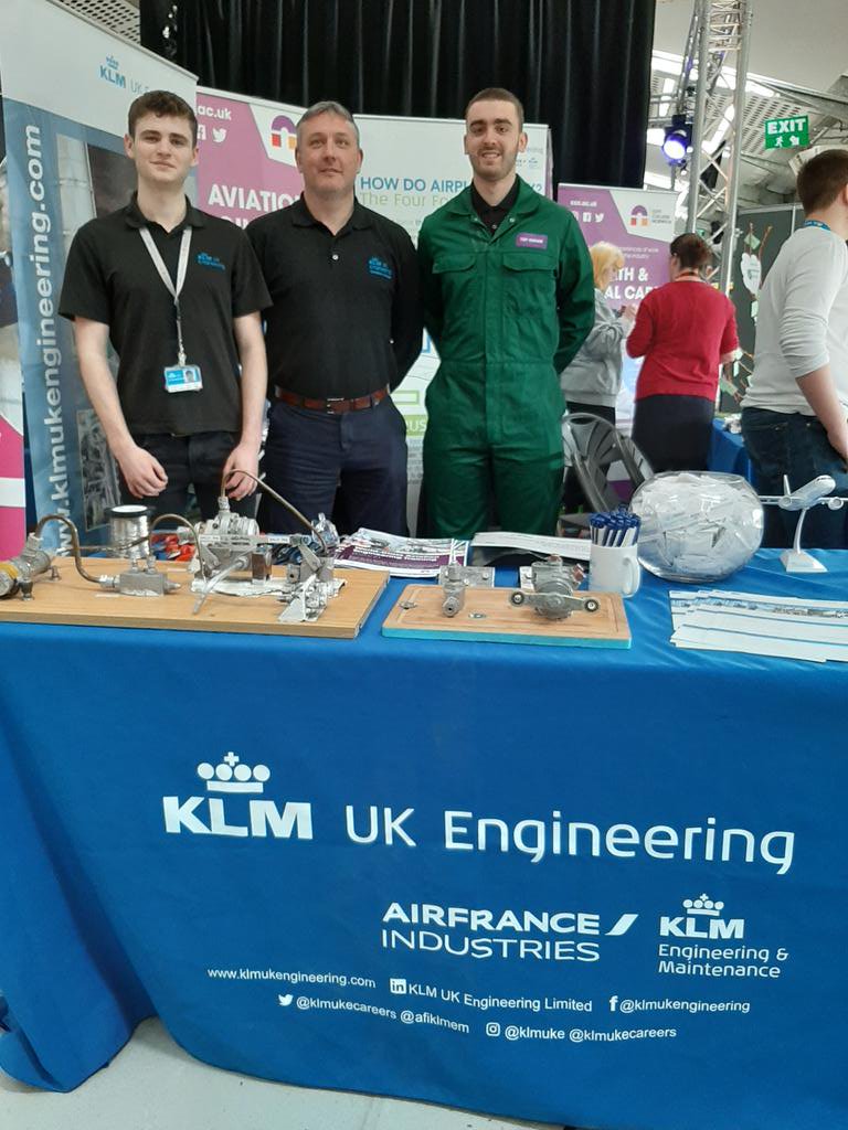 Cameron, John &amp; Toby from <a href="/klmukecareers/">klmukecareers</a> flying the flag <a href="/norfolkskills/">Norfolk and Suffolk Skills and Careers Festival</a> showing the young people of Norfolk the industry skills in use at their at Norwich Airport base: <a href="/CcnEngineering/">CCN Engineering</a> &amp; <a href="/ApprenticeCCN/">CCN Apprenticeships</a> really enjoying working together with you &amp; long may it continue!