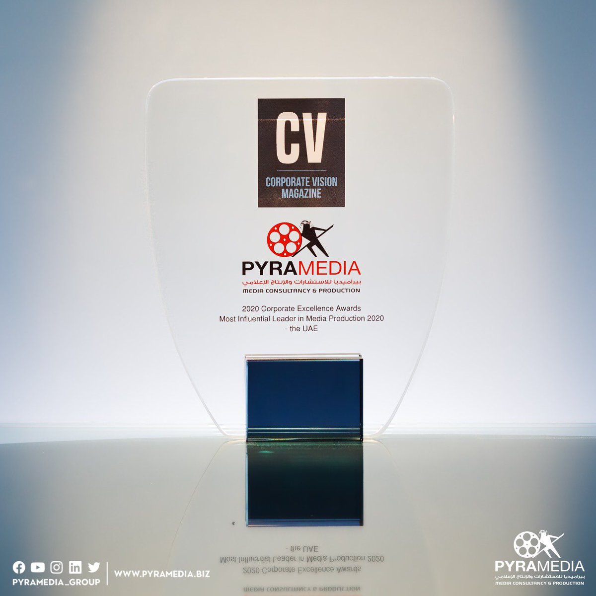 pyramedia_group's tweet image. The role of media is crucial in building public opinion &amp;amp; stoke collective consciousness. Thus, We are privileged to #BeRecognized by Corporate Vision Magazine in “2020 Corporate Excellence Awards” as the Most Influential Leader in Media Production 2020 in UAE.