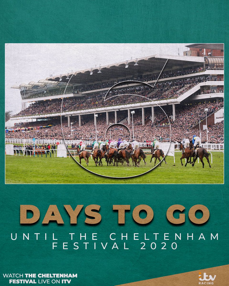 6⃣ to go until the <a href="/CheltenhamRaces/">CheltenhamRacecourse</a> Festival 2020 LIVE on <a href="/ITV/">ITV</a> and @itvhub! 🏇

Check out our TV Schedule here: itv.com/racing/tv-sche…

Don't forget we'll be previewing all the action on The Opening Show every morning of the Festival from 9:30am on @ITV4!