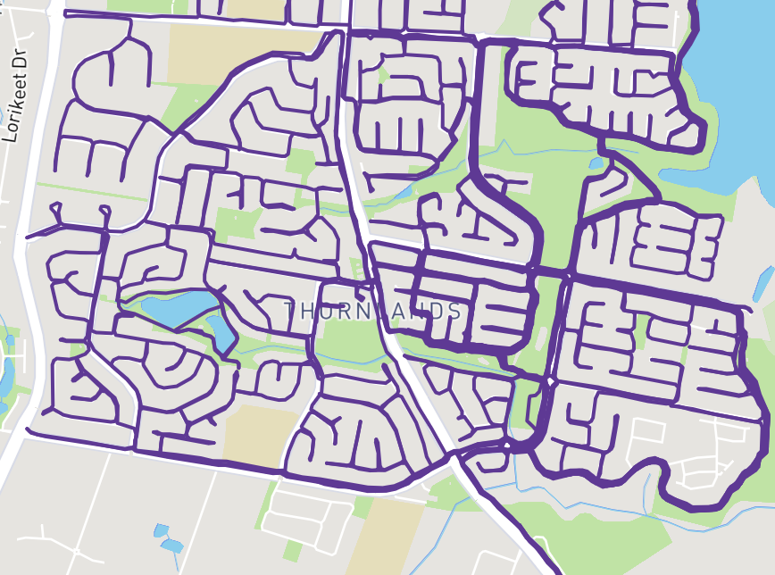 I'm calling this little #everysinglestreet project done! I checked the post code boundaries for my suburb and realised I had covered off all the available streets tonight! 124km done! The corner of missing streets in the bottom right is private property :(