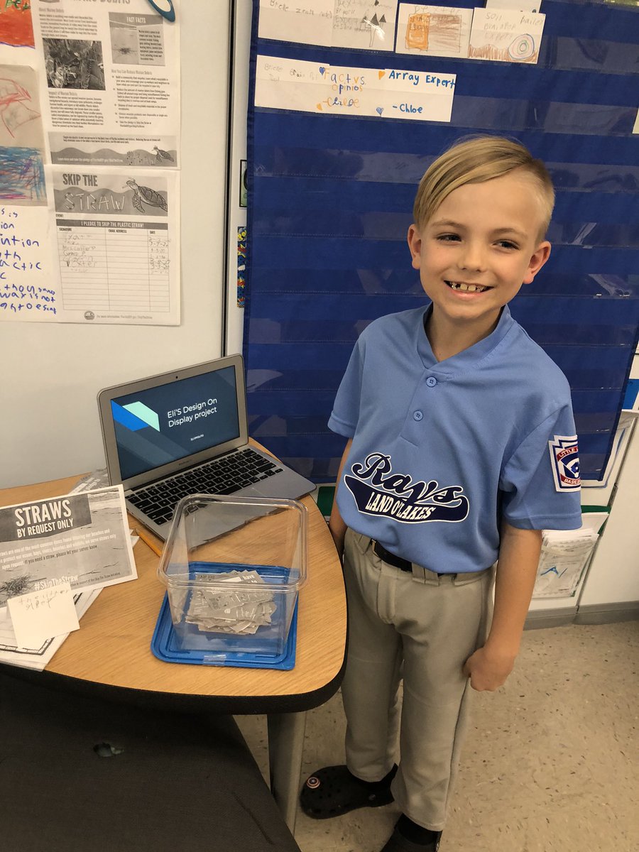 JennCIppy's tweet photo. My @SandersSMES Stallions did a wonderful job on their D2 projects! Eli says to stop using straws. Bella says ♻️ always! #makingapps #recyclebinsatschool #cleanbeaches #dynamicduo #stallionparent #pantherteacher https://t.co/SRjfakxSk1