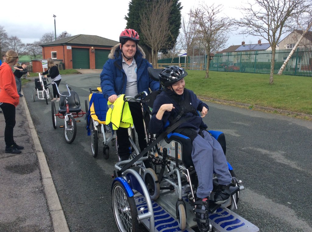 Day 3 of #NCW2020 got off to an exciting and energetic start, <a href="/CyclingProjects/">ChrisLKiriakopoulos</a> brought along some of their adapted bikes for our students to have a go of 🚲🚴🏻‍♀️ #NCW2020 #olympicswinnersinthemaking #natspec