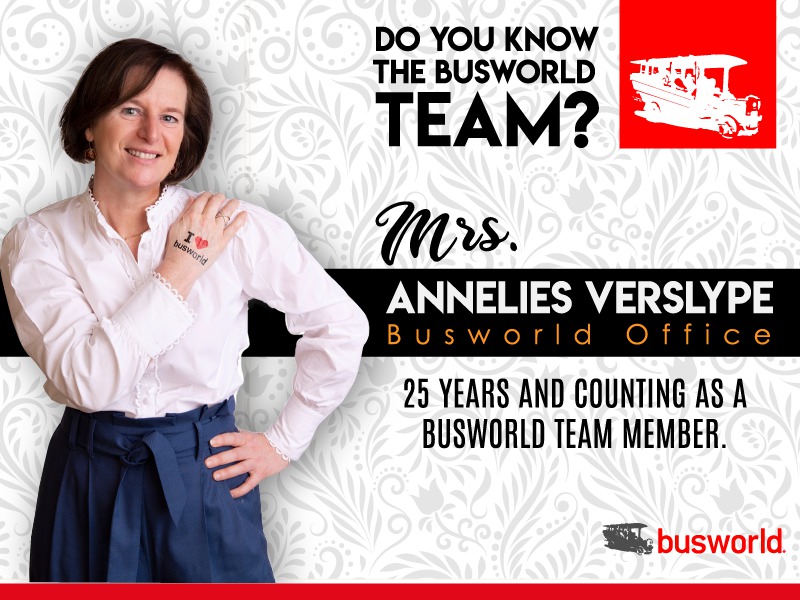 busworld's tweet photo. Annelies Verslype has been our #Busworld Office Manager for more than 25 years already. When you give our head office a call, there's a good chance she will be on the other side of the line :-).

Thank you Annelies, and congratulations with this 25th anniversary at Busworld! https://t.co/k212qE2QKg