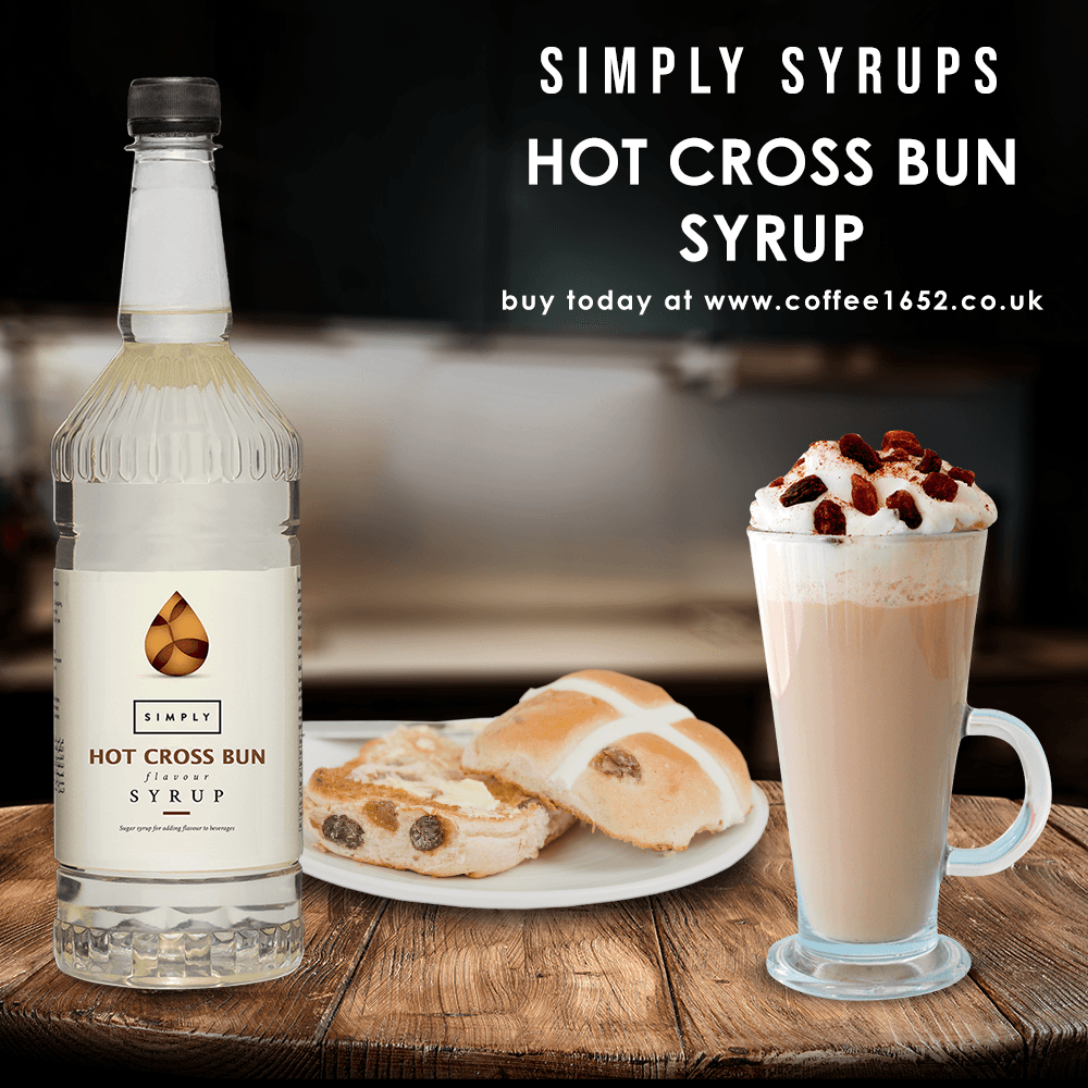 northwestvend's tweet image. A must have this #easter, along with your freshly baked #HotCrossBuns, a delicious #specialtycoffee like no other. #Latte made with Hot Cross Bun Syrup Buy it today at coffee1652.co.uk/shop/consumabl…