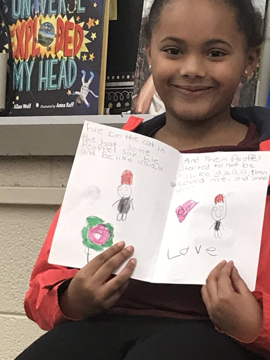 MrsGilmore6's tweet photo. We are celebrating Read Across America @UNCGMSPS Monday the students and I LOVED the story Mrs.Gilliam read. On Tuesday one of my students wanted to read to us “just like her”...so she wrote her own book and shared! https://t.co/TI54YWTZwJ
