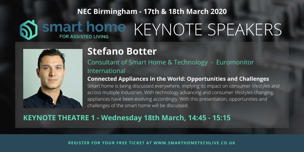 SmartHomeExpo's tweet photo. 🗣 KEYNOTE SPEAKER OF THE DAY 🗣
Stefano Botter, Research Consultant at @Euromonitor: Connected Appliances in the World: Opportunities and Challenges
Register for your FREE ticket here 👉 https://t.co/X7iFbbs8gW
#SmartHome20 https://t.co/ppqWL9gKSX