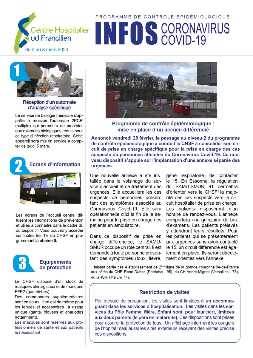 Le CHSF (Evry-Corbeil) vous informe. Les professionnels de santé sont mobilisés au service de la sécurité de la population de territoire