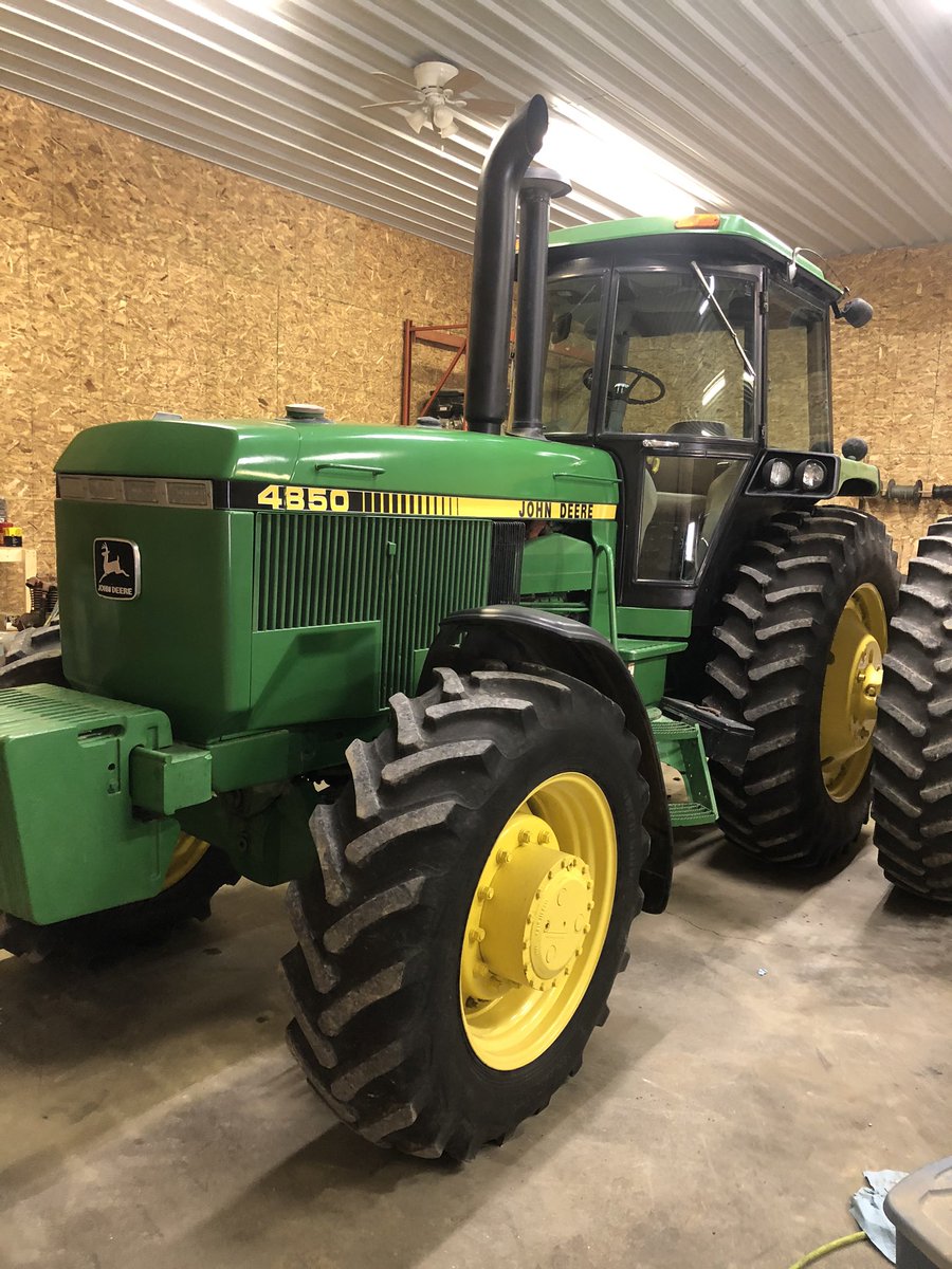 dowbrosfarms's tweet photo. Selling my JD4850 after many good years!  Been a great planter tractor....just 5600 hrs, new inside rears, outside 75%, fronts at 70%, PS, MFWD, 3 SCVs, 1000 PTO, quick hitch, full rack front/inside rear weights, heat, AC, new foam on cab corners. Paragon, IN. $44,000. https://t.co/I5zo4R6Fwb