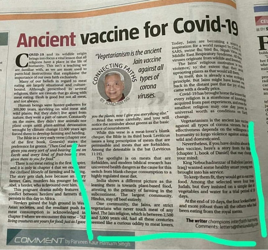 Spread Jainism Malaysian Newpaper Article Recommends Jainism As Ancient Vaccine For Covid 19 Like Retweet Now Proudofbeingjain Proudmomentforjains Jain Spreadjainism Corona Coronavirus Coronavirusvaccine Coronavirusindia