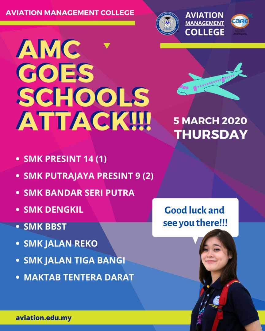 Unicam University College Of Aviation Malaysia On Twitter Amc Goes School Attack In Conjunction With Spm Result Tomorrow Amc Will Go To Your School To Search For Future Aviators To All