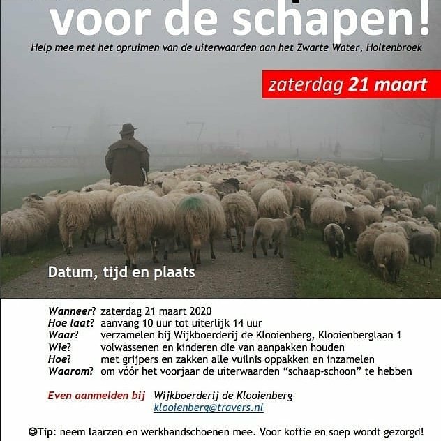 WBklooienberg's tweet photo. 21 maart is het weer zover! De schoonmaakactie in de uiterwaard bij de klooienberg. "Schoon schip voor de Schapen". Want nog eventjes en de @zwolsekudde komt weer naar Zwolle🎉👍🐑 . Help je mee die zaterdag? Voor koffie thee en soep wordt gezorgd! https://t.co/NV6WsveJtb