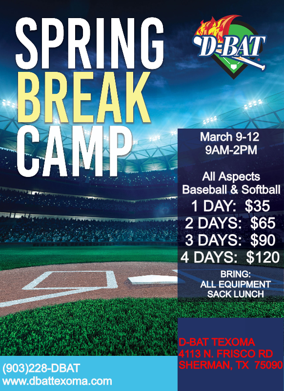 DBAT_Texoma's tweet photo. SPRING BREAK CAMP.  Call us at (903)228-DBAT or register at https://t.co/fbLwwhjlx1 https://t.co/ZIZsbAyzoR